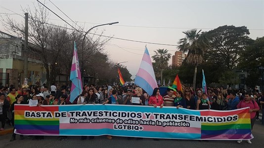 La marcha realizada ayer como parte del Día del Orgullo.