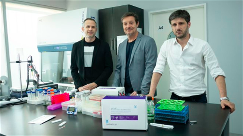 Comerci, Juan Ugalde, Andrés Ciocchini. Tres de los cuatro investigadores creadores del test. En la foto falta Diego Álvarez.