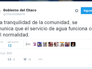 La cuenta oficial del Gobierno del Chaco desmintió este rumor desde su cuenta oficial de Twitter.