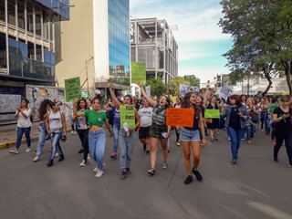 La marcha realizada ayer en la ciudad.