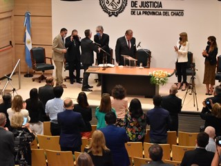 Diputados en el acto de juramento de Víctor Del Río como juez del Superior Tribunal de Justicia.
