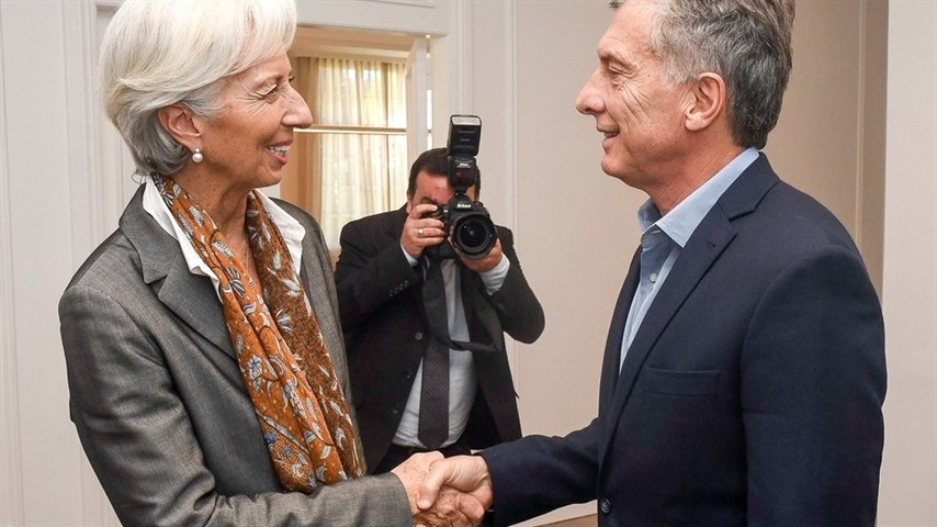 El presidente Mauricio Macri con la presidenta del FMI, Christine Lagarde. 